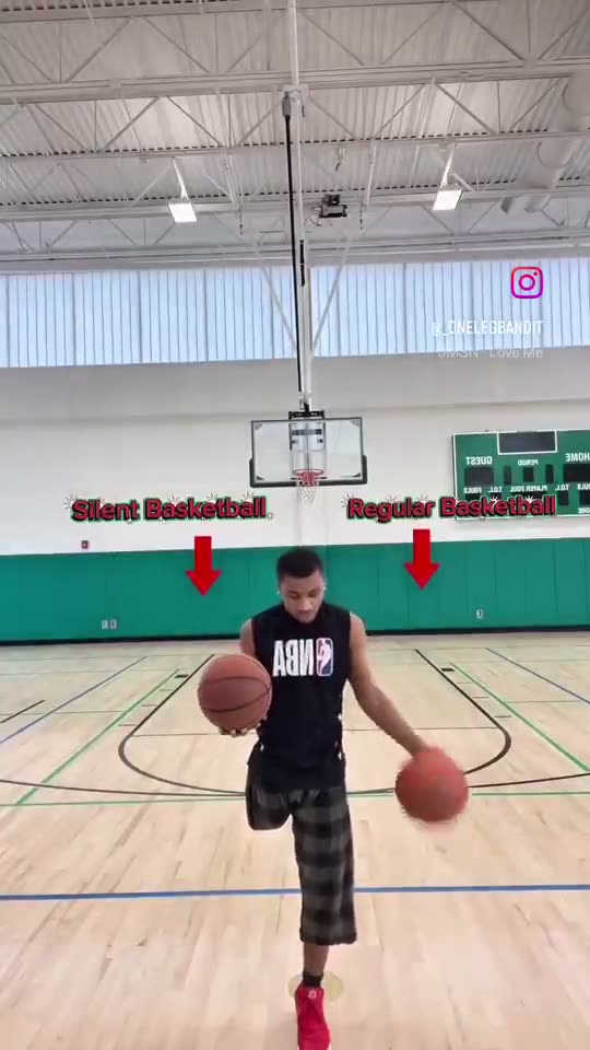 Creator testing the YGA Silent Basketball against a regular ball on court