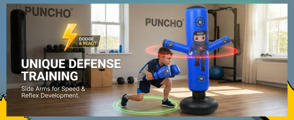 Ten games that turn a kids punching bag from a toy used twice into one used all winter. Sorted by age, no extra equipment needed.