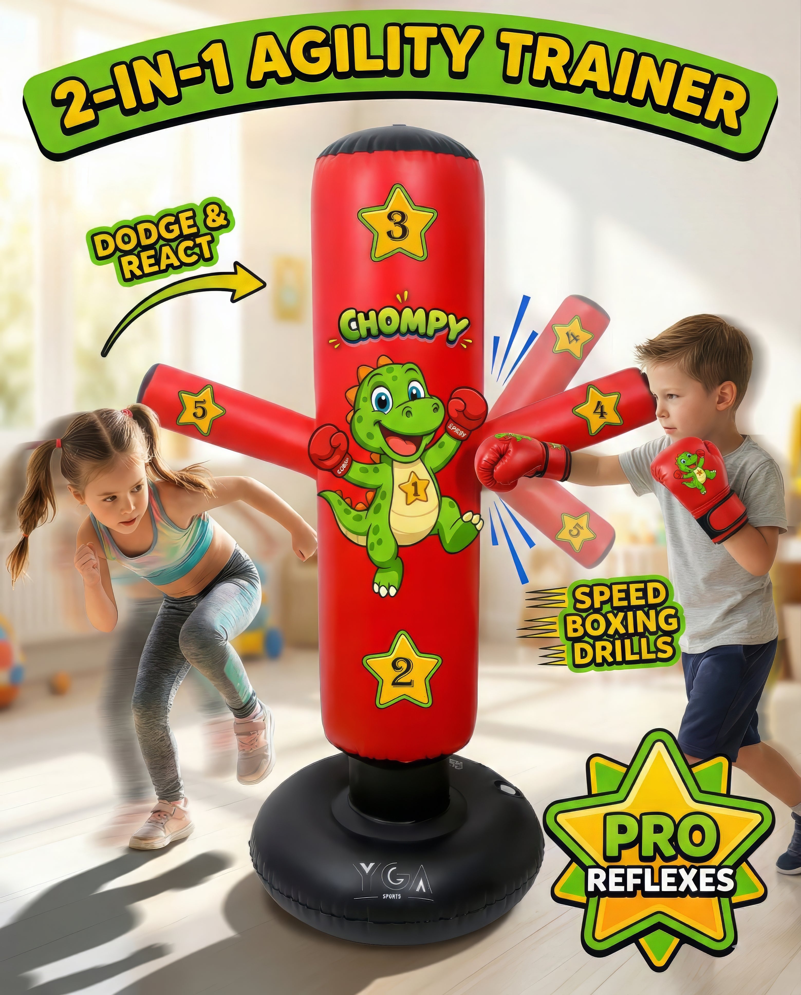 CHOMPY the Inflatable Punching Bag for Kids 3-8