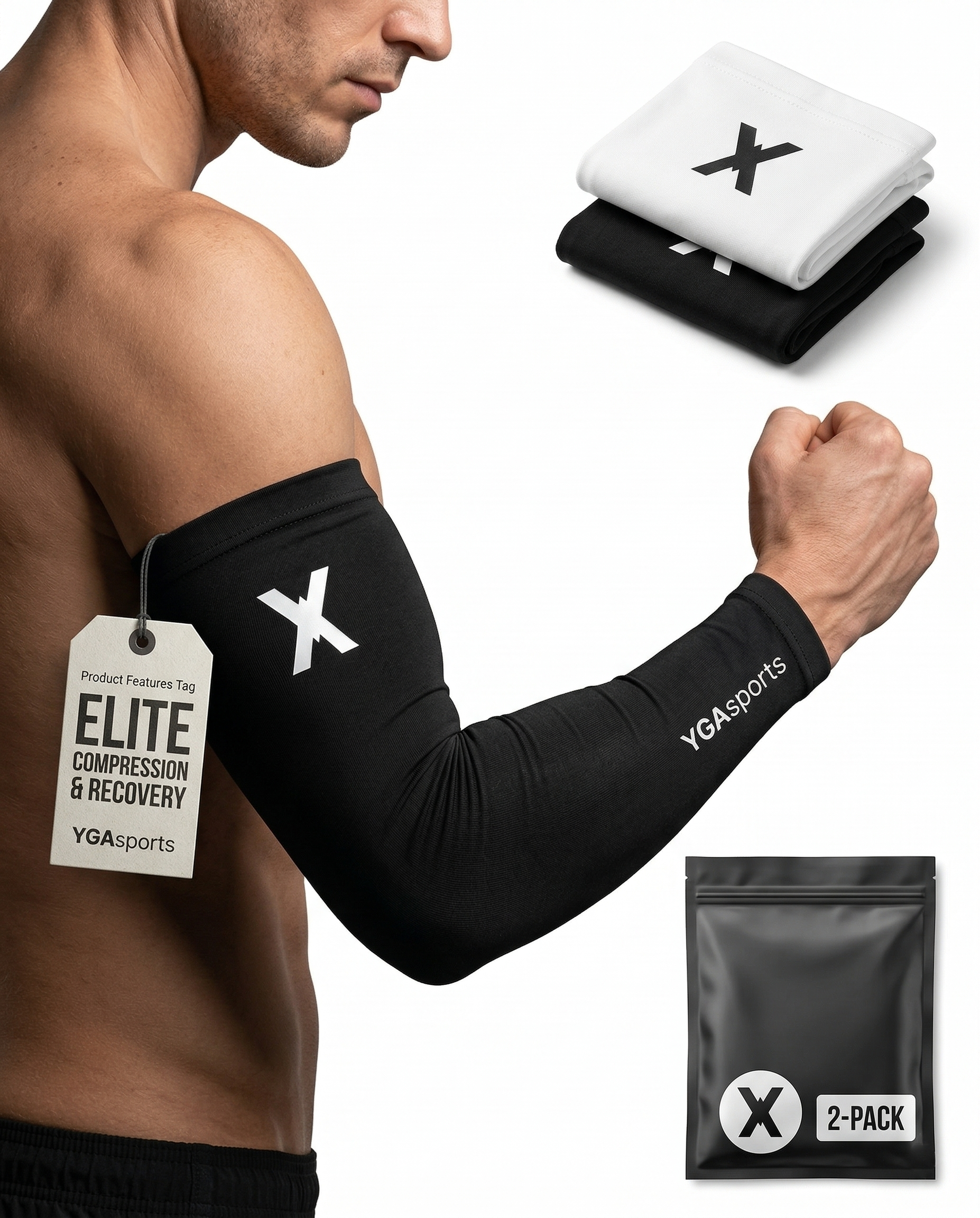 YGA Pro Sports Gear: Drawstring Bag, Arm Sleeves, and Wristbands