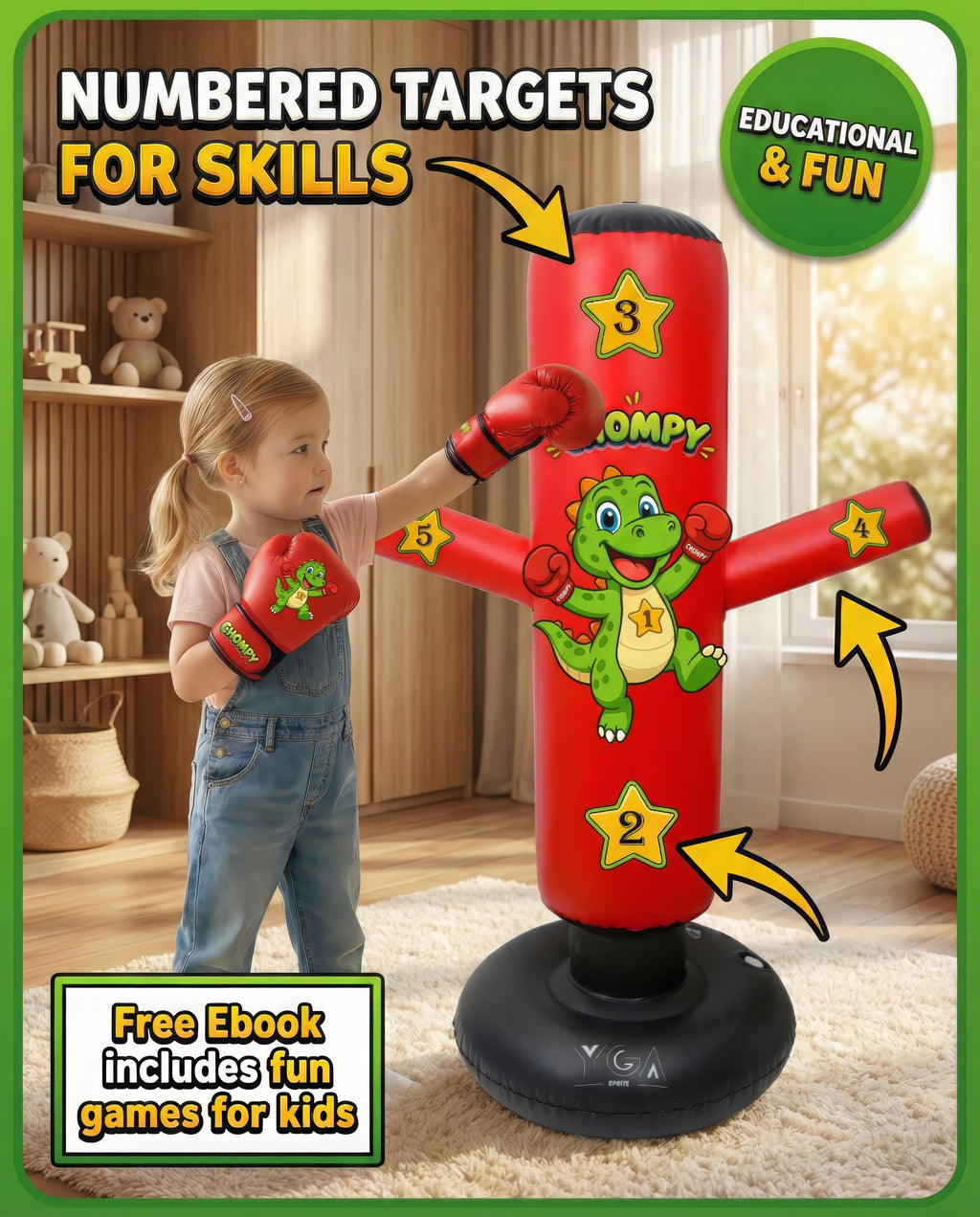 CHOMPY the Inflatable Punching Bag for Kids 3-8