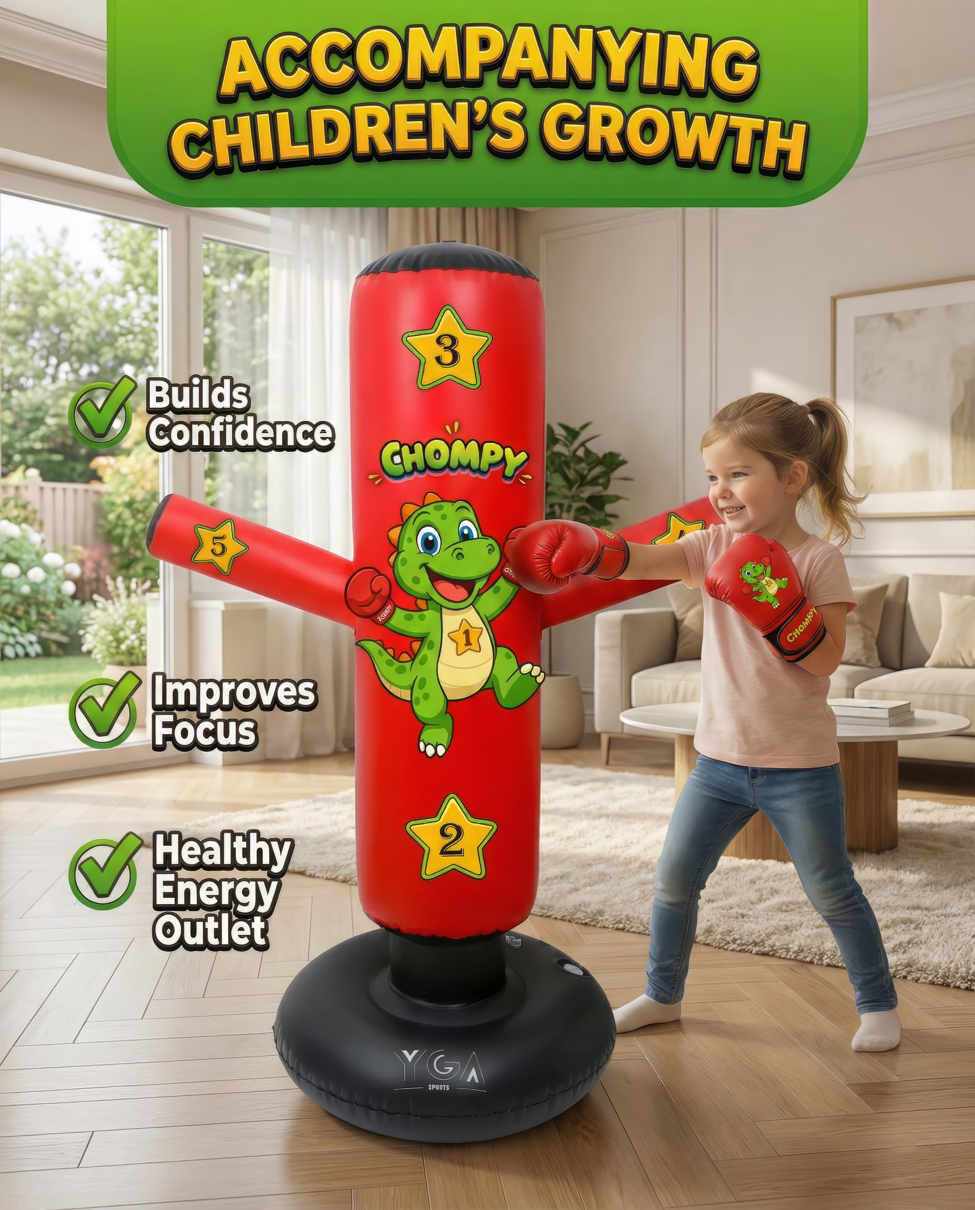 CHOMPY the Inflatable Punching Bag for Kids 3-8
