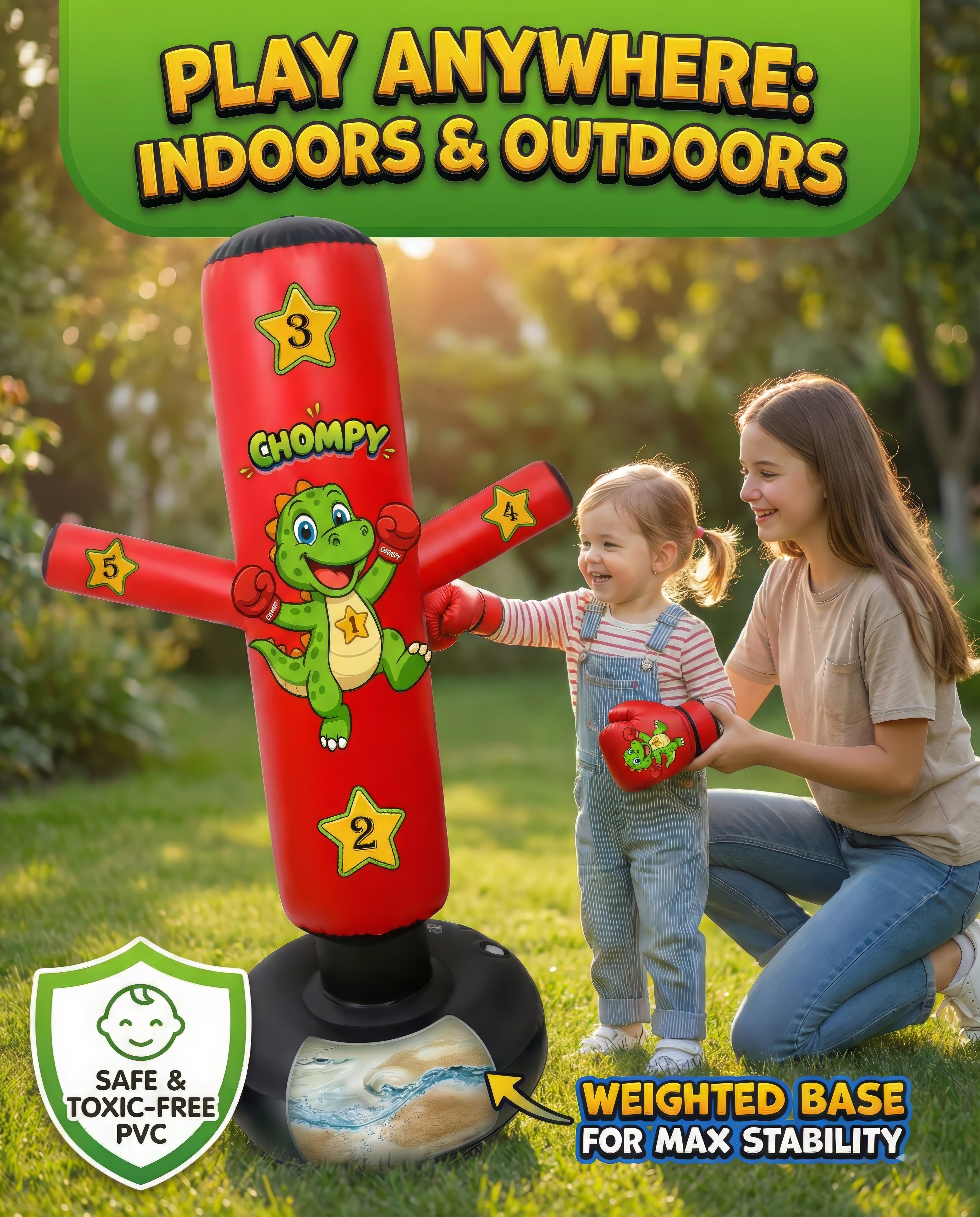 CHOMPY the Inflatable Punching Bag for Kids 3-8
