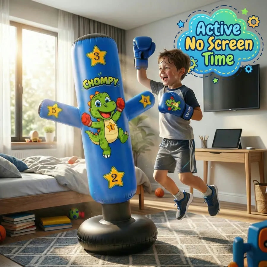 Active, no screen time - Chompy the dino punching bag