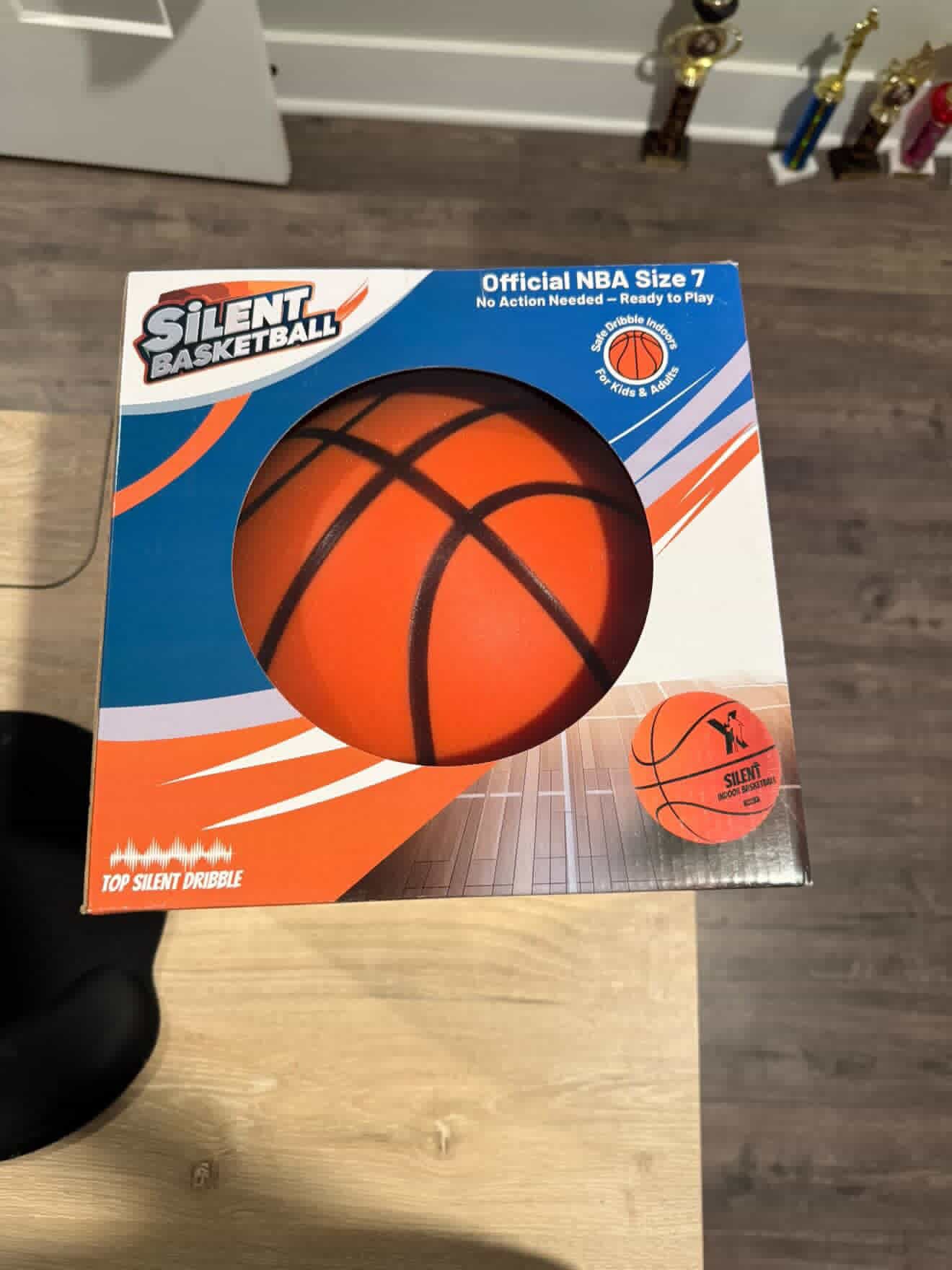 Silent Basketball gift box next to the ball