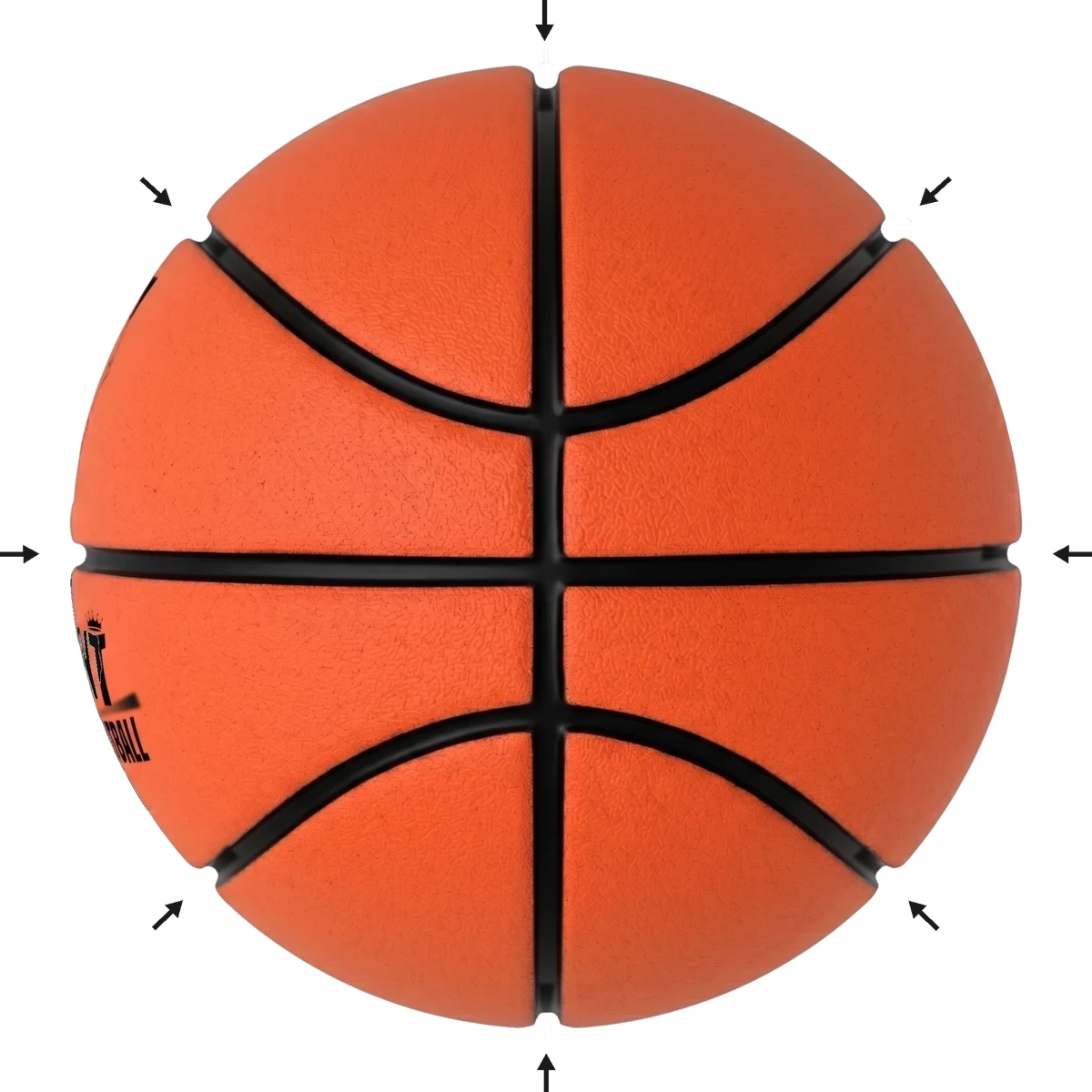 Close-up of the YGA Silent Basketball - pebbled texture and deep printed grooves
