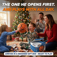 Kids opening the Silent Basketball Size 3 gift box